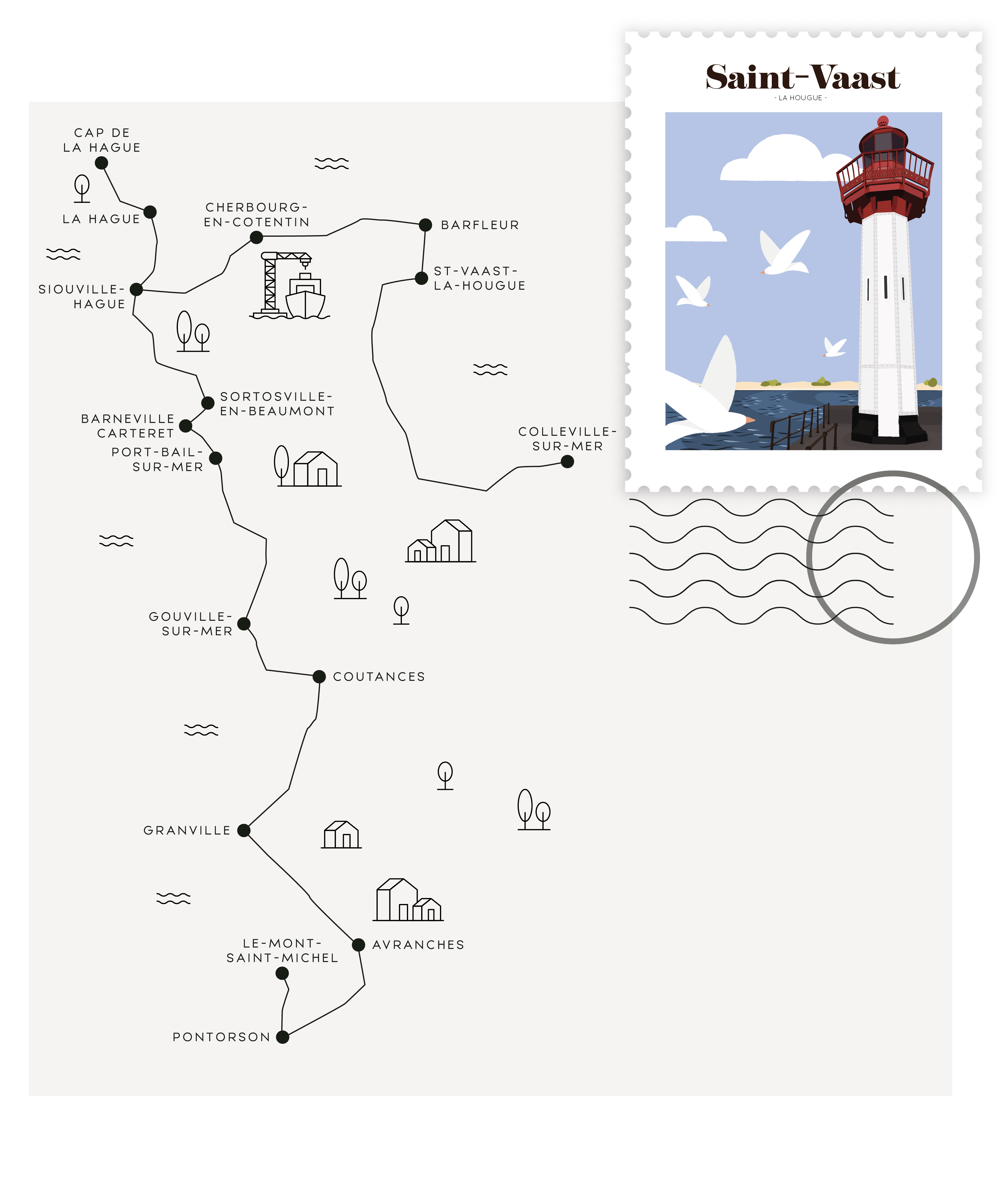 Illustration et carte du Cotentin par Lamandarinee